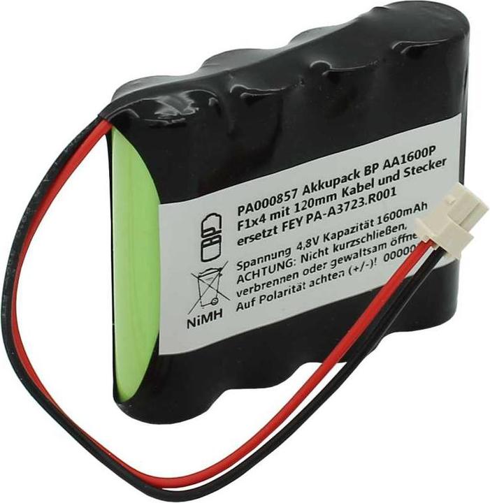 XCell Battery pack NiMH 4,8V 1600mAh BP AA1600P F1x4 with 120mm cable and plug replaces FEY PA-A3723.R001 (1 pcs., 1600 mAh)