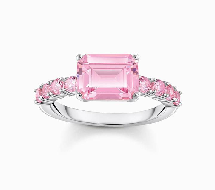 Immagine prodotto Thomas Sabo Anello solitario con pietre rosa in argento (54, 925 Argento)