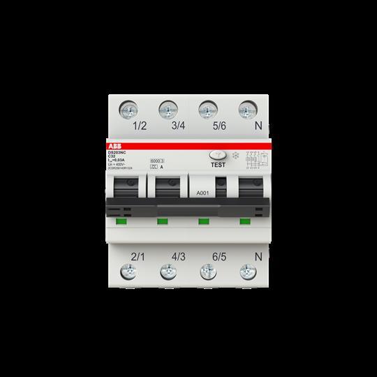 Produktbild ABB DS203NCA-C32/0,03 FI/LS-Schalter DS203NCA-C32/0,03 6kA, 3P+N, Typ A, C 32, 3