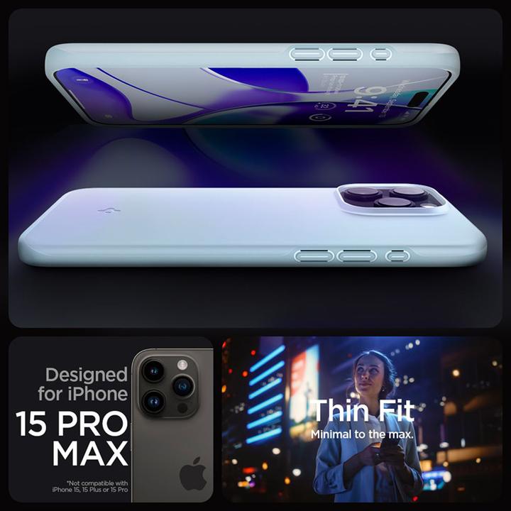 Produktbild Spigen Thin Fit, stumm blau - iPhone 15 Pro Max (Apple iPhone 15 Pro Max)