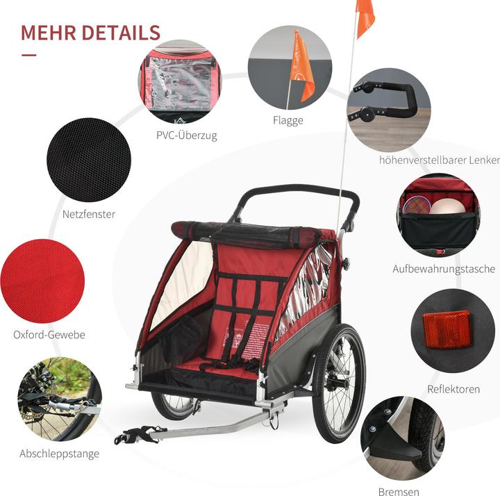 Immagine prodotto Homcom Passeggino 3in1 anche come jogger e rimorchio per bicicletta