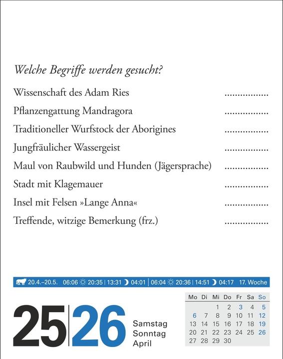 Image du produit Harenberg Wissen Tagesabreisskalender 2026 - Quizfragen aus Geschichte, Politik, Kultur, Technik und Spor (11 x 14 cm, Allemand)