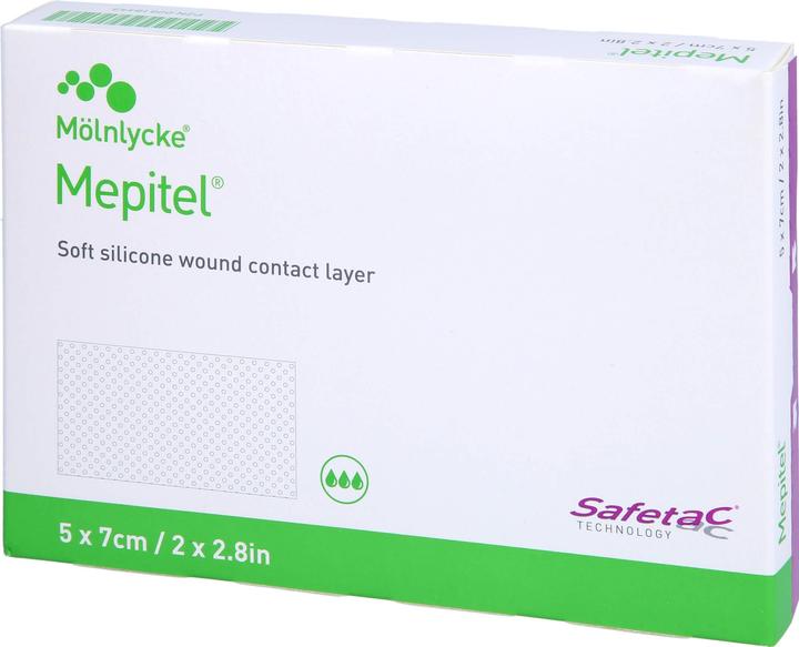 Mölnlycke Mepitel soft silicone wound contact pad 5 x 7 cm sterile, 5 pcs. dressing