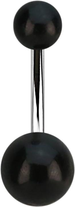 Produktbild Star Piercing Banane silber mit zwei Kugeln aus schwarzem Horn (ohne Messing, Chirurgenstahl 316L, Organisch)