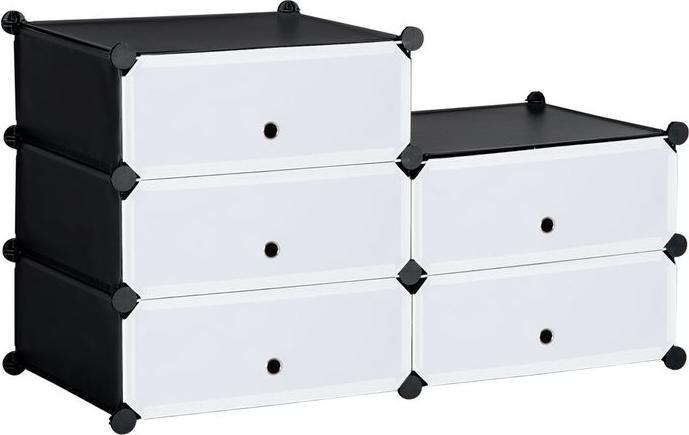Immagine prodotto Swisshandel24 Schuhregal für 6 Paar Schuhe Schuhkarton Aufbewahrung von Schuhen Schwarz+Weiss