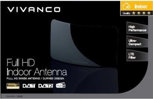 Actual product image Vivanco Tva 4040 (Indoor antenna, DVB-T / -T2, DAB/ DAB+)