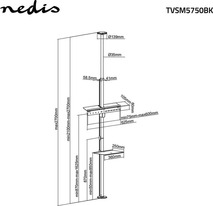 Produktbild Nedis TVSM5750BK (70", 30 kg)