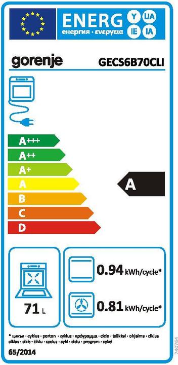 Energie-Label Gorenje GECS 6B70CLI