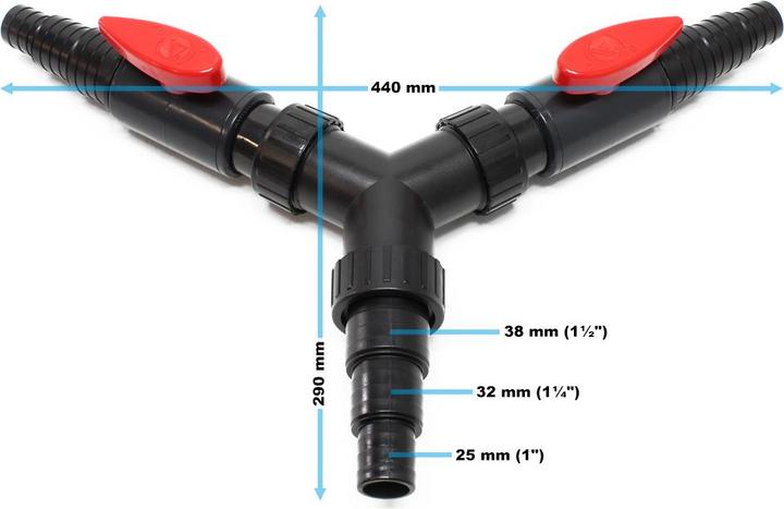 Actual product image Wiltec Y-distributor stopcock 25/32/38mm Step sleeve Connector (Terminal strips)