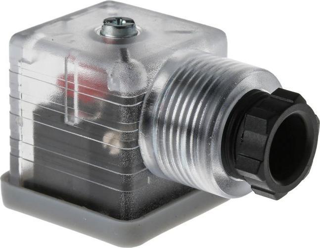 Actual product image Rs Pro Valve connector DIN 43650 A socket 3P+E / 24 V dc with lamp, PG9 screw mounting, Translu