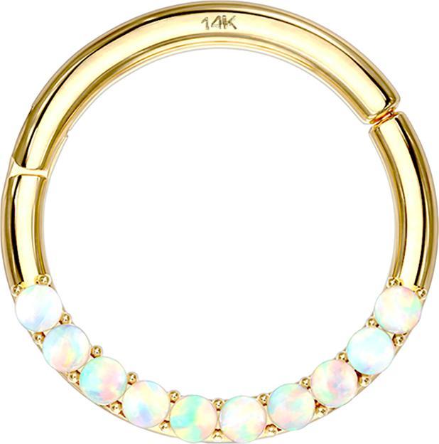 Produktbild Star Piercing Micro Segmentring klappbar 14k gold front Opale weiss (ohne Messing, 14k Gold)