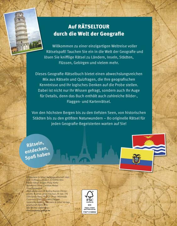 Actual product image Geografie Rätselbuch (German, Philip Pine, 2023)
