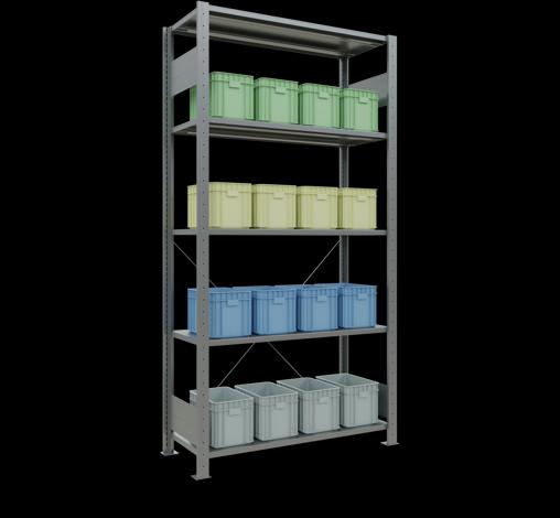 Produktbild Schulte Lagertechnik Stecksystem Grundregal MULTIplus150 mit Kreuzstrebe