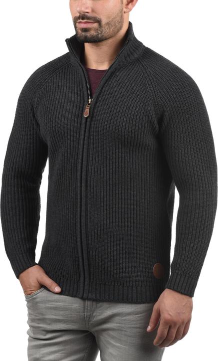 Actual product image Solid Xenos Men's Cardigan Chunky Knit Jacket With Funnel Neck Made Of 100% Cotton (XL)