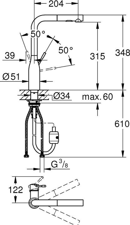 Actual product image Grohe Kitchen mixer with hand shower Essence New cool sunrise glossy 30270