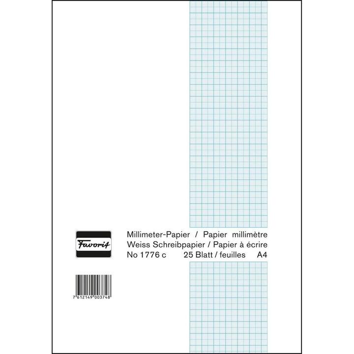 Produktbild Favorit Millimeterpapier Block weiss (21 x 29.7 cm, Kariert, Weicher Einband)