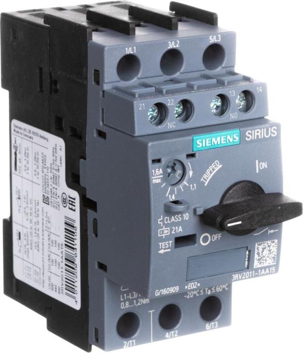 Image du produit Siemens Disjoncteur moteur 1-1.6A 3RV2011-1AA1