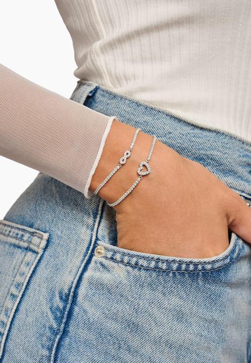 Produktbild Thomas Sabo Tennisarmband Herz mit weissen Steinen Silber (19 cm, Recyceltes 925 Silber)