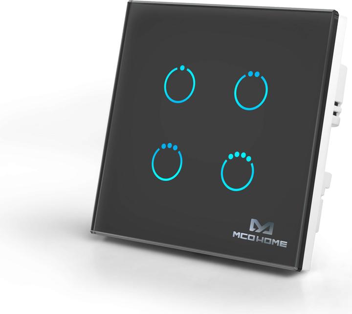 Produktbild MCO Home Schalter Touch Panel Z-Wave+ 4 Tasten, Schwarz (MH-S314B-5)