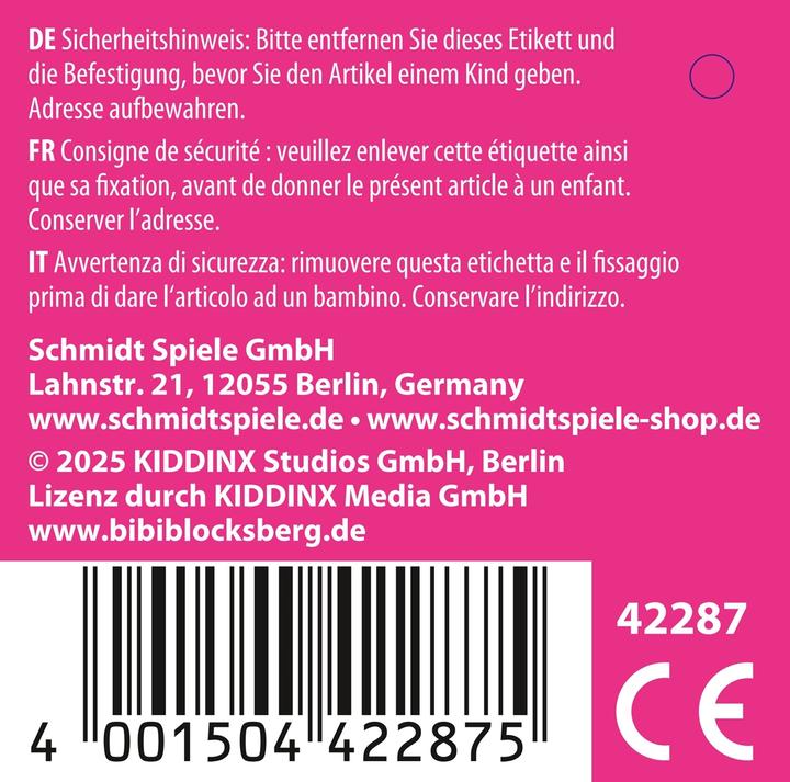 Valeurs nutritives et ingrédients Schmidt Spiele Bibi Blocksberg 17 cm (10 cm)