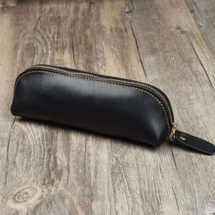 Produktbild Only-Bags.Store Vintage Ledertasche einfache Schreibwaren Aufbewahrungstasche Reissverschlussbox Schulbedarf