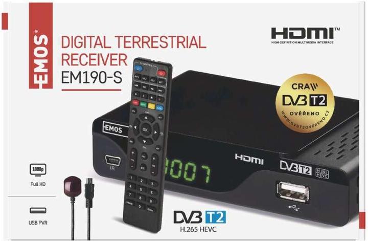 Actual product image Emos EM190-S HD HEVC H265 (DVB-T, DVB-T2, CI Shaft)