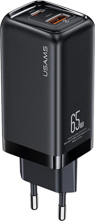 Actual product image Usams Ład. siec. 1xUSB-C+1xUSB T47 65W PD Fast Charging Super Si czarny/black CC153TC01 (US-CC153) (65 W)