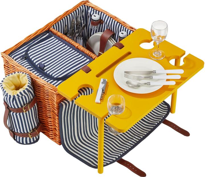 tectake Picknickkorb Rügen für 4 Personen, mit Kühlfach & Zubehör