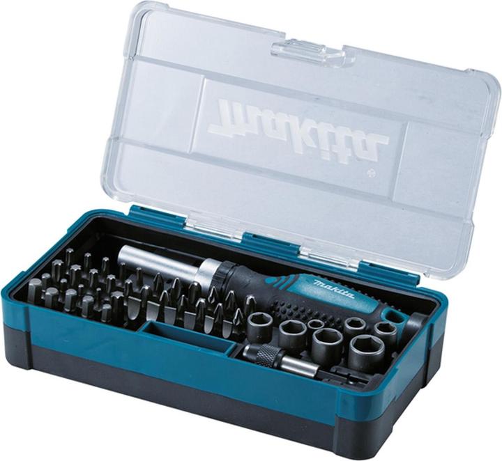 Actual product image Makita Ratchets and Bit set (Hexagon socket TX M10, Hexagon socket TX M15, Hexagon socket TX M20, Hexagon socket TX M30, Cross Phillips PH M1, Cross Phillips PH M2, Cross Pozidriv PZ M1, Cross Pozidriv PZ M2, Cross Phillips PH M3, Hexagon socket TX M40)