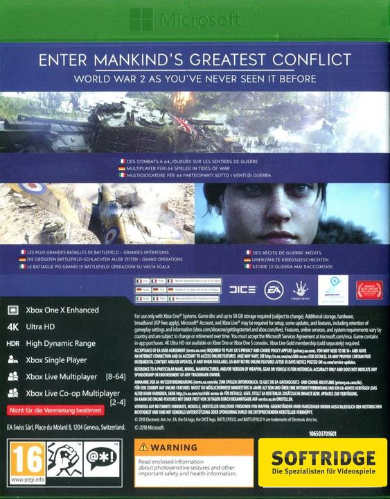 Actual product image EA Games Battlefield V (Xbox Series X, Xbox One X, Multilingual)