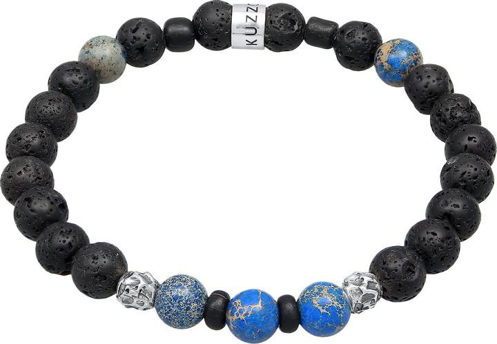 Kuzzoi Armband Herren Lava Achat Edelstein Bead 925 Silber