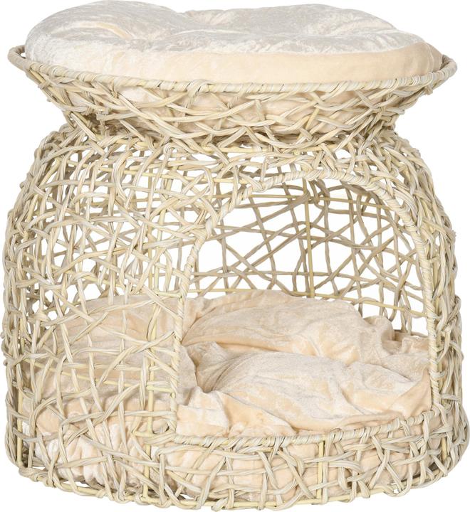 Actual product image PawHut Rattan cat basket with cushion (Cat)