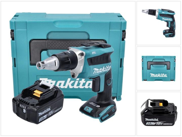 Actual product image Makita DFS 452 F1J cordless screwdriver 18 V Brushless + 1x battery 3.0 Ah + Makpac - without charger (Rechargeable battery operated)