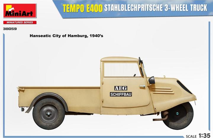 Produktbild 1:35 Tempo E400 Stahlblechpritsche 3-Rad