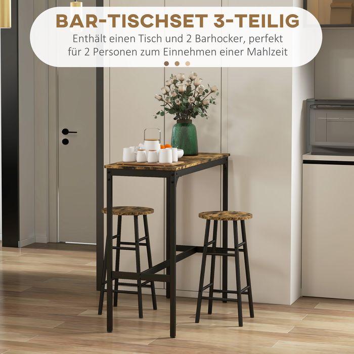 Image du produit Swisshandel24 Set de table de bar, 3 pièces, brun rustique