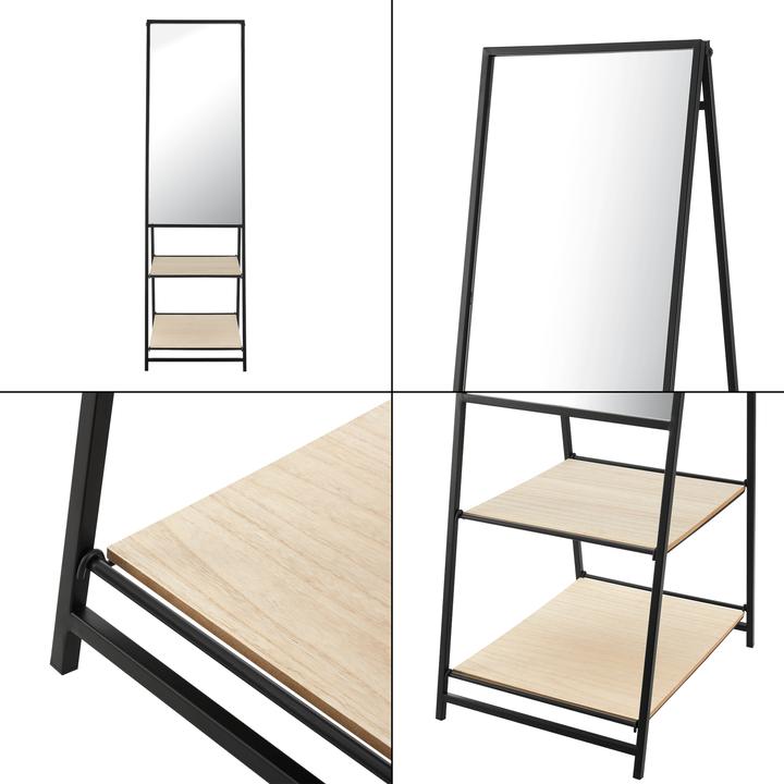 Actual product image En.Casa Chamois standing mirror with 2 shelves (44 x 150 cm)