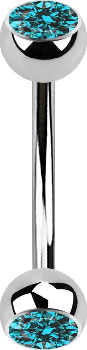 Produktbild Star Piercing Banane silber mit zwei Kugeln Kristall aqua (Chirurgenstahl 316L)