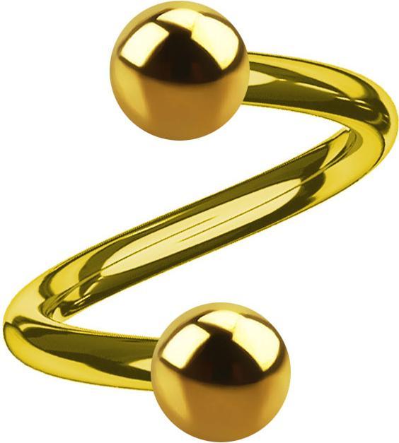 Produktbild Star Piercing Micro Spirale vergoldet mit zwei Kugeln (ohne Messing, Chirurgenstahl 316L)