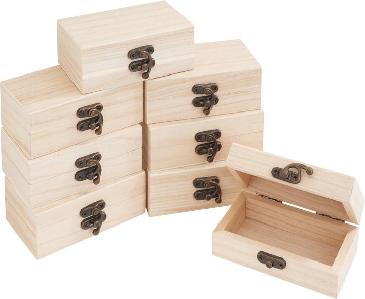 Produktbild VBS Holzkästchen, 8 Stück, Rohholz, 10 x 3,8 x 5,9 cm