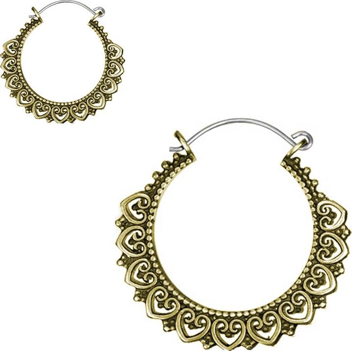 Actual product image Star Piercing Earring gold plated filigree hearts (Brass)