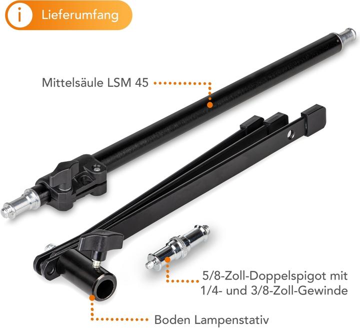 Immagine prodotto Walimex pro pro 23090 Lampada da terra treppiede BL-K + colonna centrale (150 cm, 15 kg)