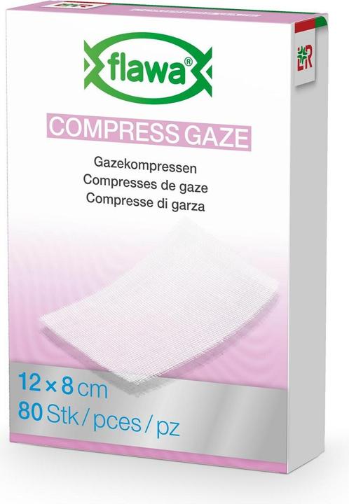 Actual product image Flawa Gazekompressen geschnitten 8x12cm keimreduzierend behandelt