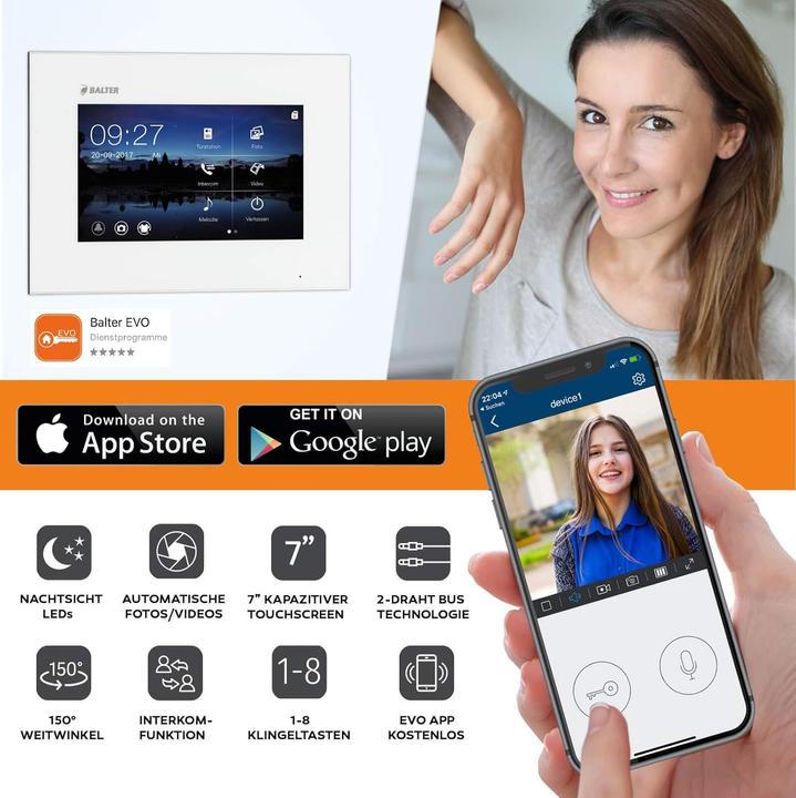 Produktbild Balter EVO Video Türsprechanlage für 2 Familienhaus mit App (Kabellos)