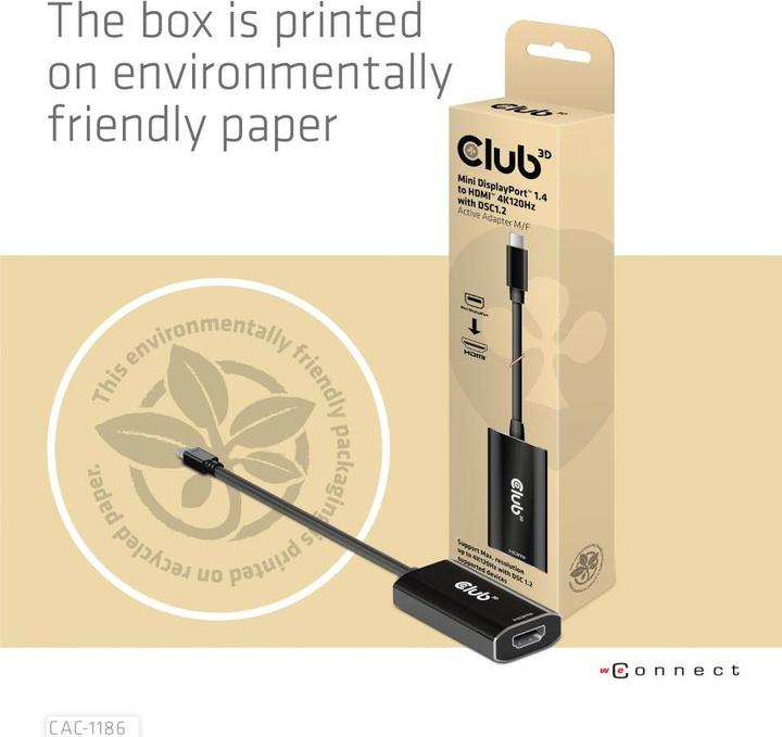 Actual product image Club 3D Club3D Adapter MiniDisplayPort > HDMI 2.1 HDR 120Hz active (Mini DP, 0.60 cm)