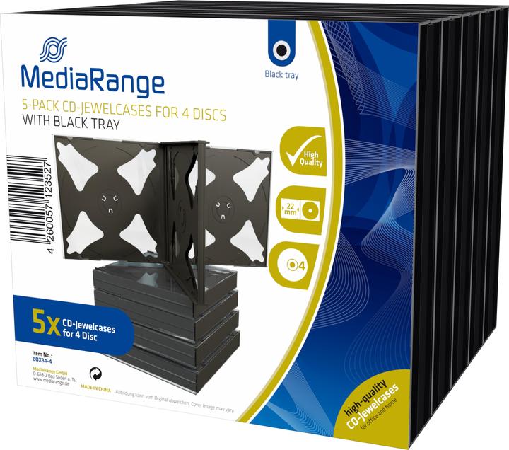 MediaRange CD / DVD Retail Pack 4er Jewel Cases 5 Stk.
