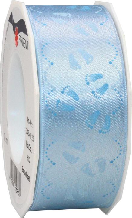 Pattberg Geschenkband Baby Feet 4 cm x 20 m, Blau (Geschenkband, 1 x)