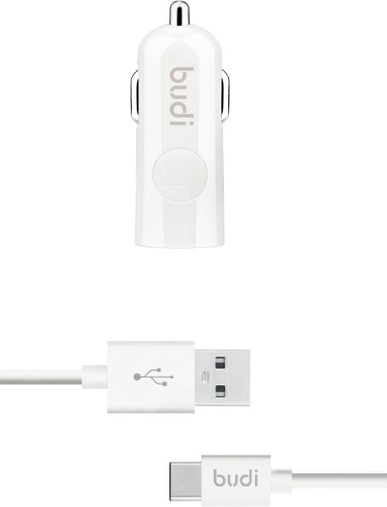 Immagine prodotto Budi - USB-Autoladegerät + USB-C-Kabel (Weiss)