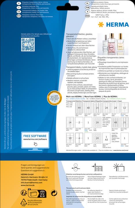 Produktbild HERMA Transparente Etiketten A4