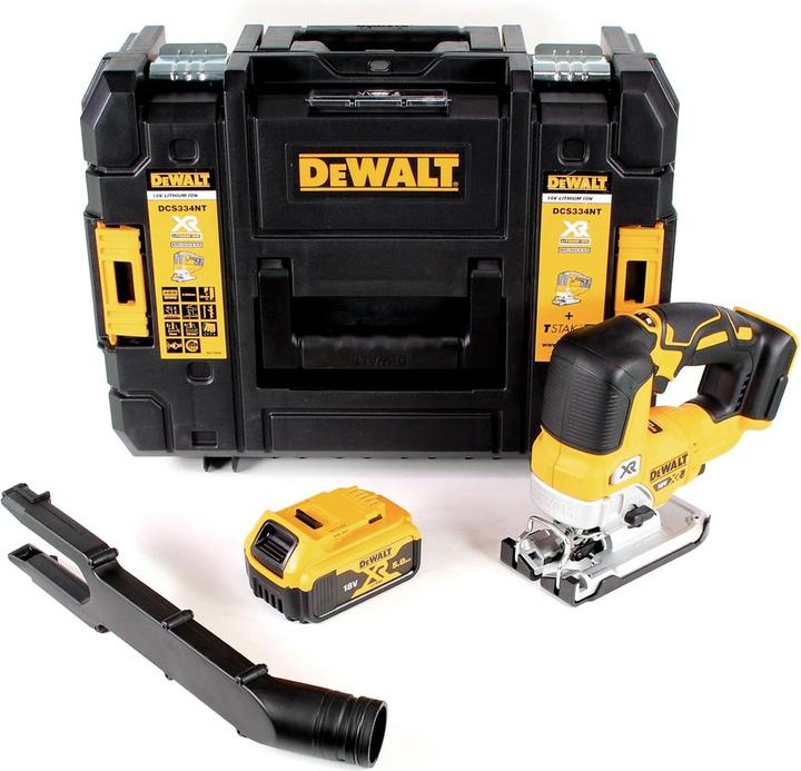 Produktbild DeWalt DCS 334 NT Akku Pendelhub Stichsäge 18V Brushless + 1x Akku 5,0Ah + TSTAK - ohne Ladegerät