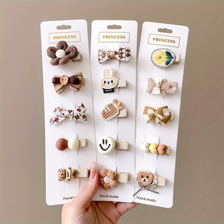 Actual product image Activity Board 15/20pcs cute cartoon animal smiling face bow flower hair clips, suitable for party (1 pcs.)
